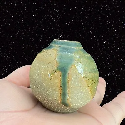 Buy Hand Made Stoneware Ceramic Vase Marked On Bottom Brown Green Glaze Vintage Mini • 17.26£