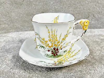 Buy Vintage Tea Cup And Saucer Bone China Broom Pattern Royal Stafford • 22.99£