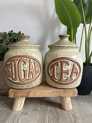 Buy Vintage Tremar Style Pottery Tea Sugar Mottled Lidded Cannister Jar • 12£