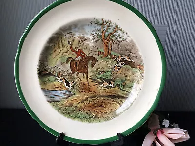 Buy Vintage SPODE Side Plate Ceramic The Hunt Pattern W/Green Rim Dessert Cake Plate • 5£