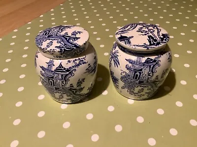 Buy Chinese Antique Blue & White Transfer Ware Glazed Ceramic Ginger Jars • 12£