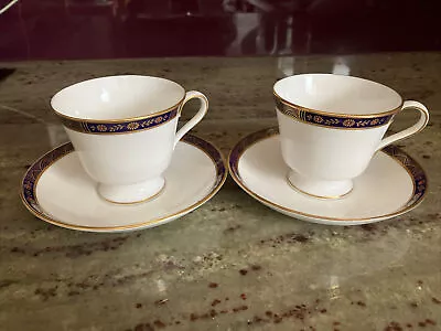 Buy Vintage 2 X Spode Fine Bone China Cups And Saucers Granville Y8430-J Blue /gold • 40£