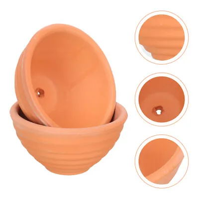 Buy 2 Pcs Shallow Bowls Drainage Hole Terracotta Succulent Planter Pot Drainage Hole • 12.99£