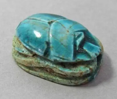 Buy ANTIQUE EGYPTIAN POTTERY FAIENCE SCARAB BEETLE AMULET FIGURE  A • 34.99£