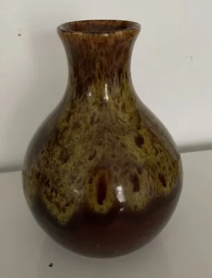 Buy Vintage Studio Pottery Brown Honeycomb Small Vase Retro • 7.99£