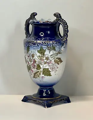 Buy Antique Vase James Kent Blue & White Pottery Hawthorn Staffordshire 1901 - 1909 • 32£