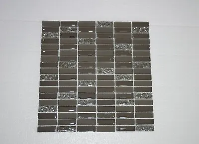 Buy Brown Crackle-effect Glass Mosaic Tile | 1 Sheet 300x300x8mm | 11 Sheets 1sqm • 2.50£