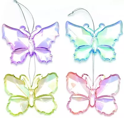 Buy Set Of 4 Pastel Coloured Butterflies Christmas Tree Decorations NEW • 12.95£
