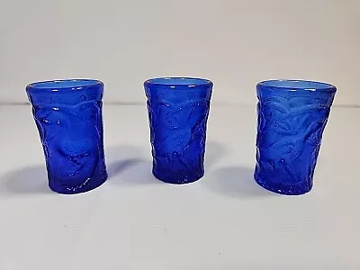 Buy VTG Cobalt Blue Shot Glasses 2  Tall By 1 - Cup/Vessel With Bird Motif ~LOT Of 3 • 28.79£