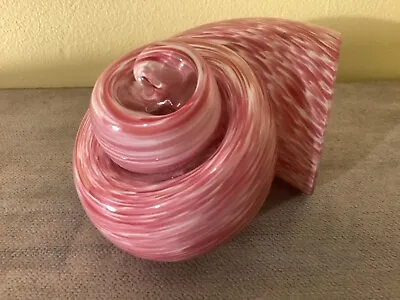 Buy Vintage MURANO Style Cased Glass PINK MOTTLED CONCH SHELL PAPERWEIGHT ORNAMENT • 16£