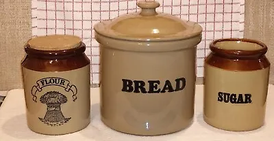 Buy Pearson's Of Chesterfield Large Stoneware Bread Crock With Flour & Sugar Crocks • 40£