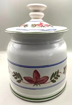 Buy Iden Pottery Hand Painted Large Storage Canister Stylized Tulips Dennis Townsend • 35£