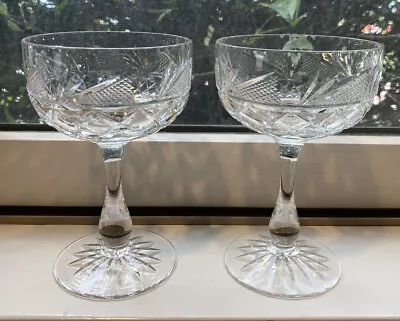 Buy Set Of 2 - Royal Brierley Crystal Champagne Glasses - 5 3/4” X 3 1/2” - Great! • 37.92£