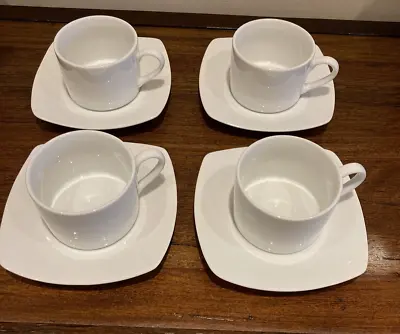 Buy 4 X Royal Worcester Fine Porcelain Cups/Saucers Classic White C1998 • 18£
