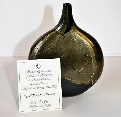 Buy Vintage Michael Harris Azurene Glass Lollipop Vase St Johns Crystal Isle Of Man • 55£