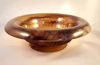 Buy Vintage Davidson Cloud Glass Brown Art Deco Dish Bowl Ribbed 6.5inch/17.5cm • 10£