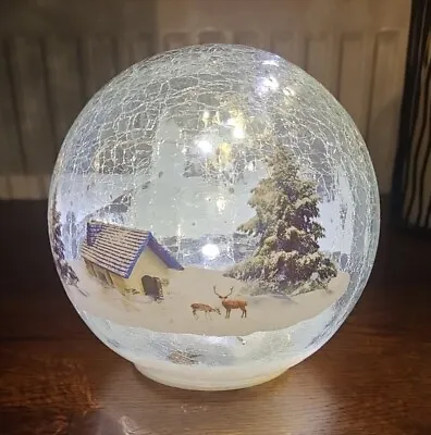 Buy 19/20cms In Circumference Festive Christmas Crackle Effect Glass SnowScene Globe • 18£