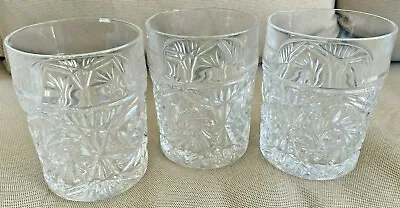 Buy 3 Clear Glass Tumblers Czechoslovakia Czech Pinwheel Glasses Low Ball Maker ? 4  • 25.69£