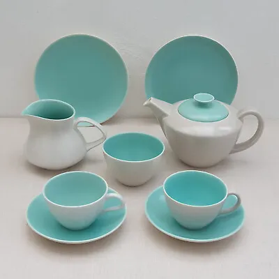 Buy Poole Twintone - Ice Green Seagull Tea Set - Teapot Jug Sugar Cups & Saucers #1 • 20£