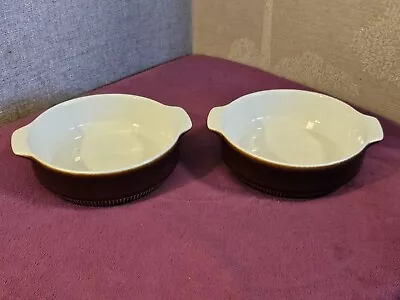 Buy Pair Of Poole Pottery Chestnut Brown Ribbed Oven-Tableware Baking/Serving Dishes • 3.99£