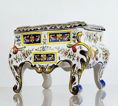 Buy Antique French Hand Painted Faience Pottery Novelty Jewellery Box Chest Table • 44.95£