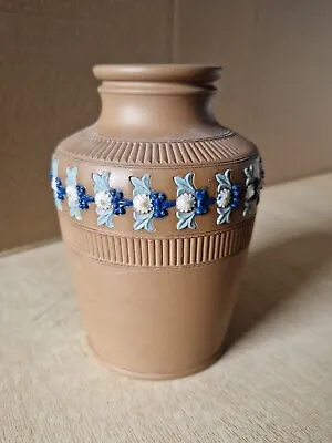 Buy Doulton Lambeth Silicon Ware Vase  Brown With Flowers 14cm Tall • 18£