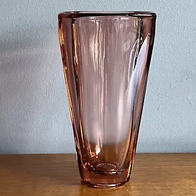 Buy Vintage Sklo Union Glass Vase Vaclav Hanus, Rudolfova Hut 1957 Pink / Amber • 15£
