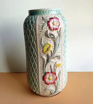 Buy H J WOOD Burslem England Vintage Art Vase Floral Design Majolica  • 52.25£