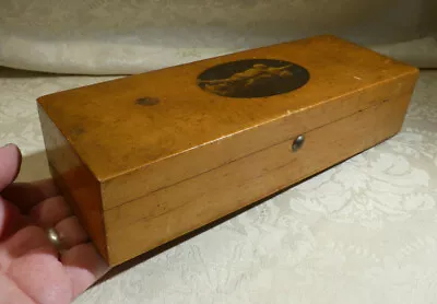 Buy Antique Glove Box Sycamore Wood 25cm X 9cm Mauchline Ware Trinket Box • 14.99£