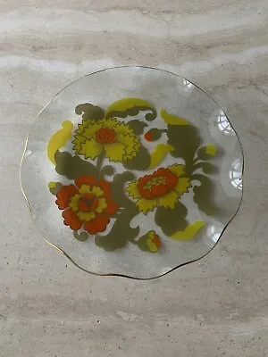 Buy Vintage Chance Glass Plate 70s Floral Design Dish • 14.99£