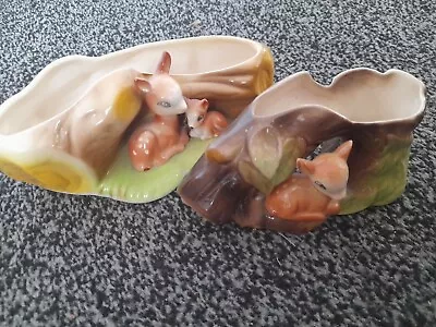 Buy 2 X Vintage Eastgate Withernsea Pottery Woodland Fauna With Deer  • 10£