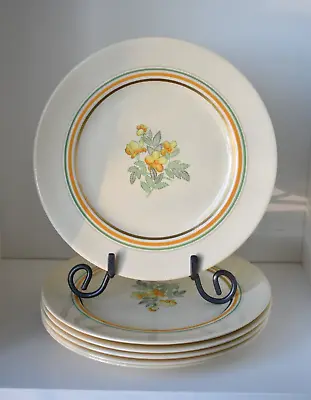 Buy Grays Pottery Sunbuff 9'' Dinner/Lunch Plates X 6 Art Deco Floral (K) • 15£