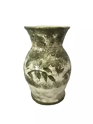 Buy Handthrown Brixworth Pottery Small Cream & Green Painted Vase - FREE POSTAGE • 13.50£
