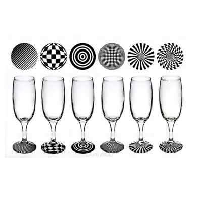 Buy Champagne Glasses Set Of 6 With Black & White Optical Illusion Base 150 Ml • 17.99£