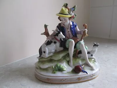 Buy Antique Continental Porcelain Figure - Boy With Goats - Signed Mark To Base • 45£