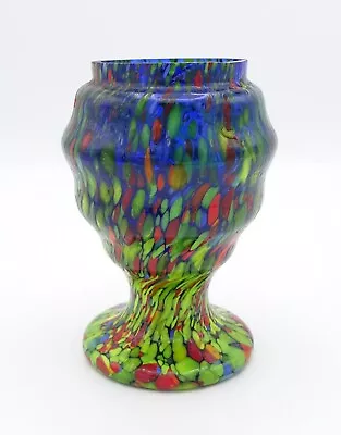 Buy Vintage Art Deco Czech Franz Welz Small Splatter Glass Vase • 29.95£