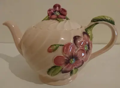 Buy Clarice Cliff - Pink Floral Teapot - Flowers, Midcentury Pottery • 59.99£
