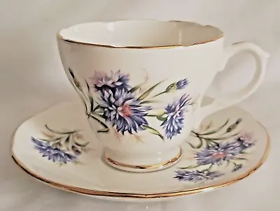 Buy Vintage Duchess Cup & Saucer Set Blue Cornflower Bone China Gold Trim England • 17.04£