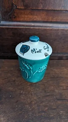 Buy Vintage Toni Raymond Mint Sauce Jar/Pot With Lid Green & Cream • 4£