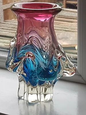 Buy Stunning Vintage Bohemia Art Glass Vase 8  Tall In V.G.C. Free UK Postage • 49.99£