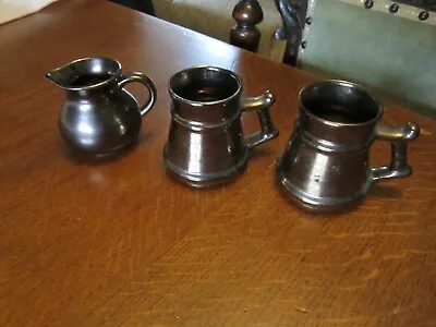 Buy 3 Prinknash Bronze /  Gold Glazed Small Mugs / Jugs • 8£