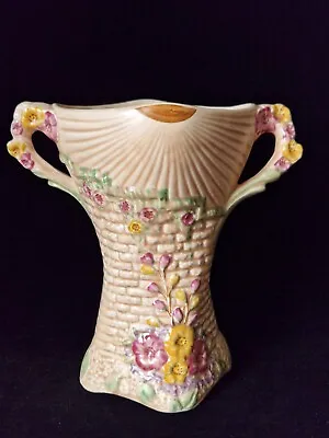 Buy Vintage Arthur Wood Double Handled Art Deco Style Vase  Garden Wall  3661 • 28£