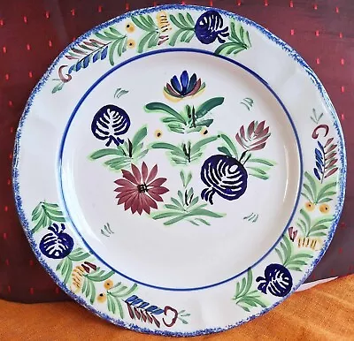 Buy Rare Quimper France Decorative Hand Painted Pottery Floral Plate .Large 27 Cm. • 19.90£