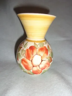 Buy Vintage Moulin Huet Guernsey Studio Pottery Hand Painted Flowers Vase, IMMAC CON • 7.99£