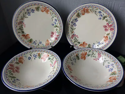 Buy 4pcs CALYPSO Tableware Dessert Bowl & Side Plate SET Ceramic Floral Small Dishes • 10£