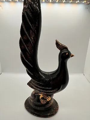 Buy Vintage MCM Sutton's Creations Redware Japan Black Gold Trim Phoenix Bird 13in • 42.69£