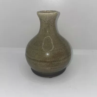 Buy Brown Greenish Crackled Glaze Vase 6” T  Black Bottom No Breaks • 8.62£