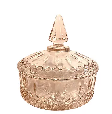 Buy Vintage Pink Depression Indiana Glass Princess Point W Lid 6 In Candy Trinkets • 33.07£