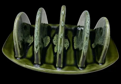 Buy Fosters Pottery Cornwall Green Honeycomb Glaze Ceramic Toast Rack Excellent Cond • 14.95£