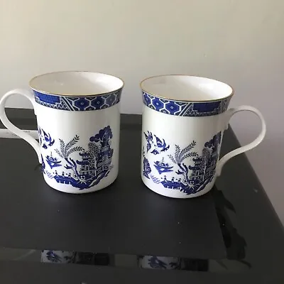 Buy 2 VTG Crown Trent Cups - Staffordshire England Fine Bone China Floral Cups Blue • 12.49£